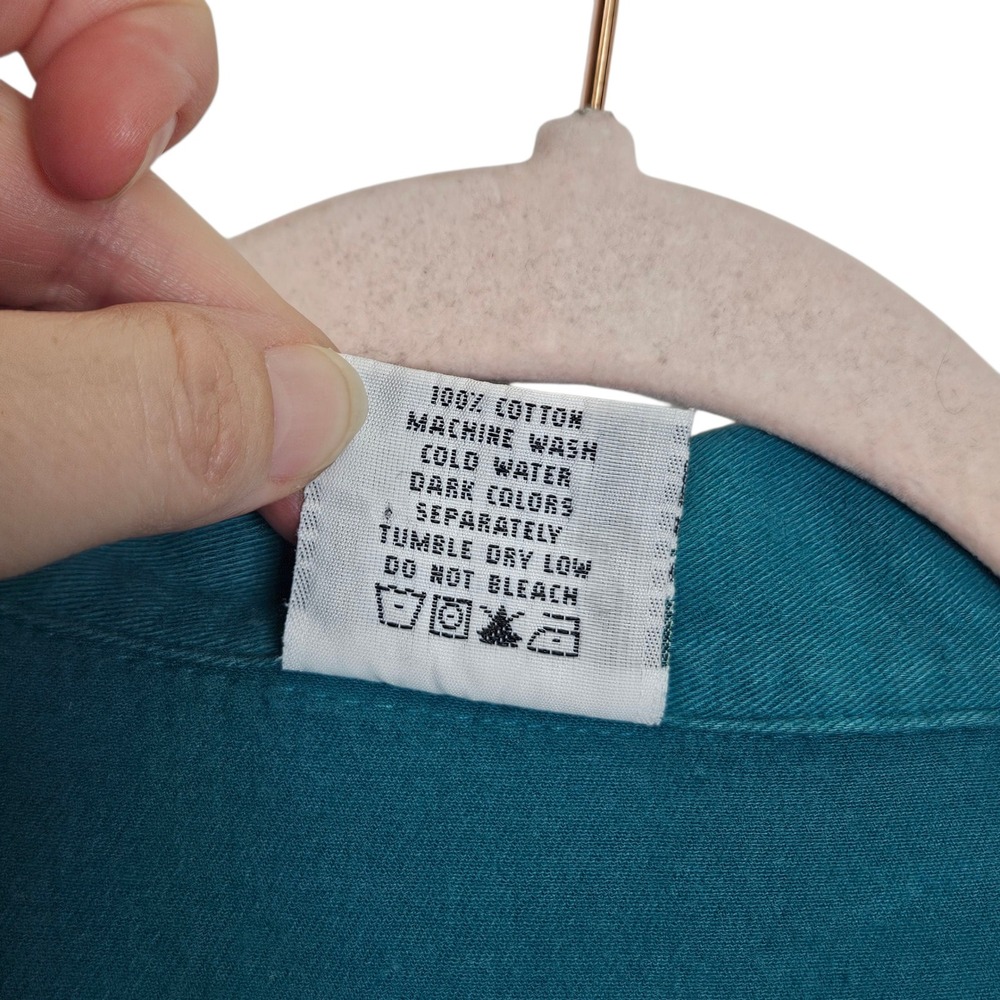 CMC Color Me Cotton Teal Button Down Shirt Jacket Womens Small Lagenlook Coastal - Picture 4 of 7